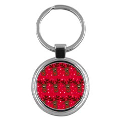 Reindeer Xmas Pattern Key Chains (round)  by Valentinaart