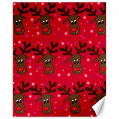 Reindeer Xmas Pattern Canvas 11  X 14   by Valentinaart