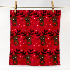 Reindeer Xmas Pattern Face Towel by Valentinaart