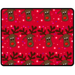 Reindeer Xmas Pattern Fleece Blanket (medium)  by Valentinaart