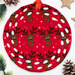 Reindeer Xmas Pattern Ornament (round Filigree) 