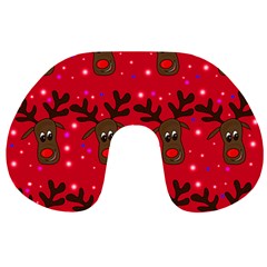 Reindeer Xmas Pattern Travel Neck Pillows by Valentinaart