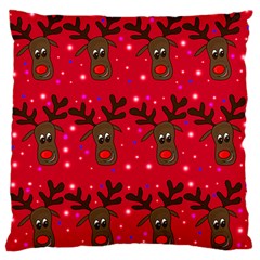 Reindeer Xmas Pattern Large Flano Cushion Case (one Side) by Valentinaart