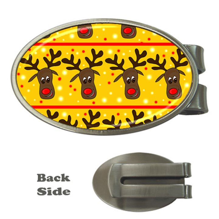 Christmas reindeer pattern Money Clips (Oval) 