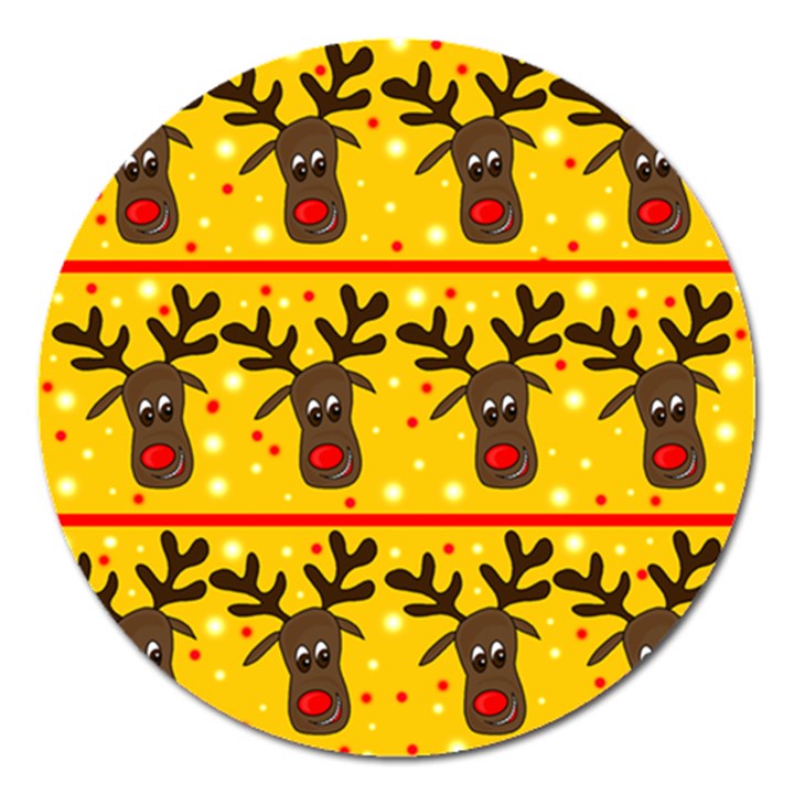 Christmas reindeer pattern Magnet 5  (Round)