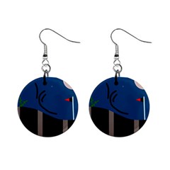 Abstract Night Landscape Mini Button Earrings