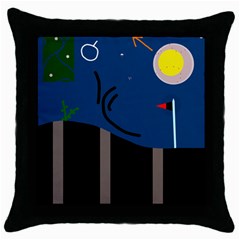 Abstract Night Landscape Throw Pillow Case (black) by Valentinaart