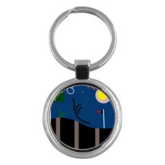 Abstract Night Landscape Key Chains (round)  by Valentinaart