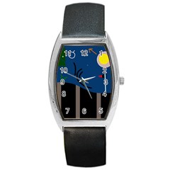 Abstract Night Landscape Barrel Style Metal Watch by Valentinaart