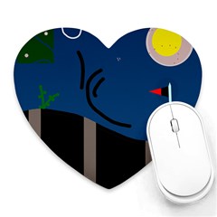 Abstract Night Landscape Heart Mousepads by Valentinaart