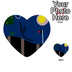 Abstract Night Landscape Multi-purpose Cards (heart)  by Valentinaart