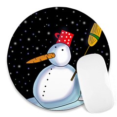 Lonely Snowman Round Mousepads by Valentinaart