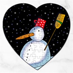 Lonely Snowman Jigsaw Puzzle (heart) by Valentinaart