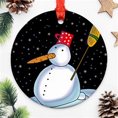 Lonely Snowman Round Ornament (two Sides)  by Valentinaart