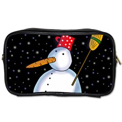 Lonely Snowman Toiletries Bags by Valentinaart