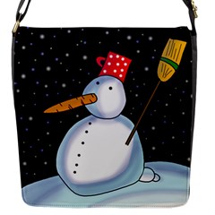 Lonely Snowman Flap Messenger Bag (s) by Valentinaart