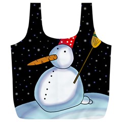 Lonely Snowman Full Print Recycle Bags (l)  by Valentinaart