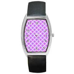 Pastel Pink Mod Circles Barrel Style Metal Watch