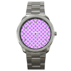 Pastel Pink Mod Circles Sport Metal Watch