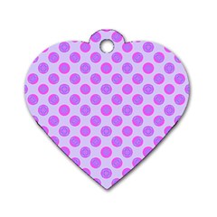 Pastel Pink Mod Circles Dog Tag Heart (One Side)