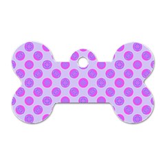 Pastel Pink Mod Circles Dog Tag Bone (One Side)