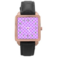 Pastel Pink Mod Circles Rose Gold Leather Watch  by BrightVibesDesign