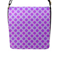 Pastel Pink Mod Circles Flap Messenger Bag (L) 