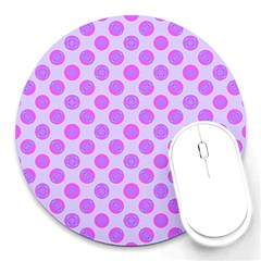 Pastel Pink Mod Circles Round Mousepads