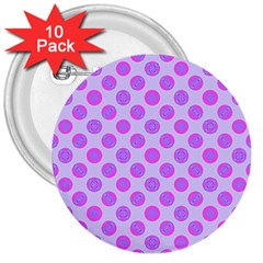 Pastel Pink Mod Circles 3  Buttons (10 pack) 