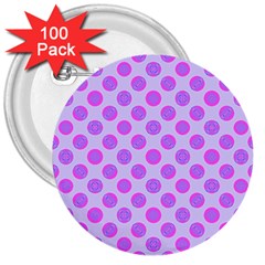 Pastel Pink Mod Circles 3  Buttons (100 pack) 