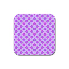 Pastel Pink Mod Circles Rubber Square Coaster (4 pack) 