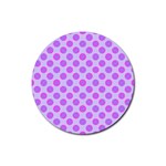 Pastel Pink Mod Circles Rubber Coaster (Round)  Front