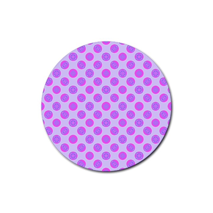 Pastel Pink Mod Circles Rubber Coaster (Round) 