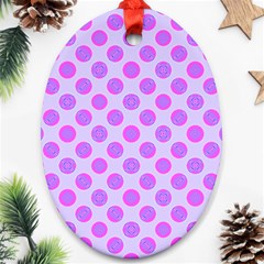 Pastel Pink Mod Circles Oval Ornament (Two Sides)