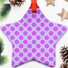 Pastel Pink Mod Circles Star Ornament (Two Sides) 