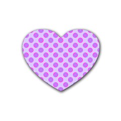 Pastel Pink Mod Circles Rubber Coaster (Heart) 