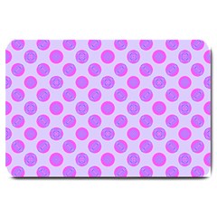 Pastel Pink Mod Circles Large Doormat  by BrightVibesDesign