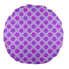 Pastel Pink Mod Circles Large 18  Premium Round Cushions