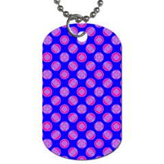 Bright Mod Pink Circles On Blue Dog Tag (two Sides)