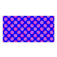 Bright Mod Pink Circles On Blue Satin Shawl by BrightVibesDesign