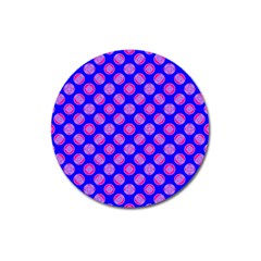 Bright Mod Pink Circles On Blue Magnet 3  (round)