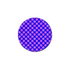 Bright Mod Pink Circles On Blue Golf Ball Marker by BrightVibesDesign