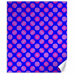 Bright Mod Pink Circles On Blue Canvas 8  X 10  by BrightVibesDesign