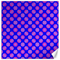 Bright Mod Pink Circles On Blue Canvas 16  X 16   by BrightVibesDesign