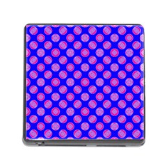 Bright Mod Pink Circles On Blue Memory Card Reader (square) by BrightVibesDesign