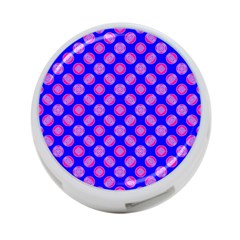 Bright Mod Pink Circles On Blue 4-port Usb Hub (one Side) by BrightVibesDesign