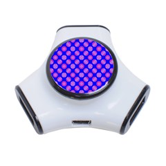 Bright Mod Pink Circles On Blue 3-port Usb Hub