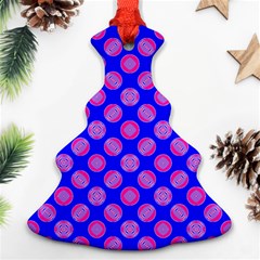 Bright Mod Pink Circles On Blue Ornament (christmas Tree) by BrightVibesDesign