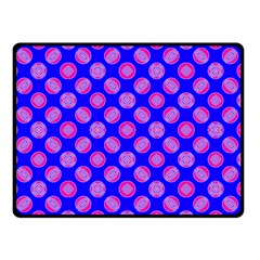 Bright Mod Pink Circles On Blue Double Sided Fleece Blanket (small) 