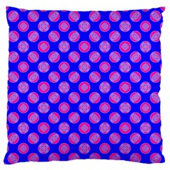 Bright Mod Pink Circles On Blue Standard Flano Cushion Case (two Sides) by BrightVibesDesign